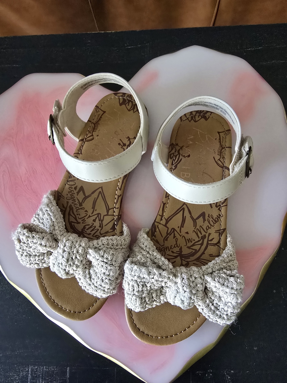 Blowfish Malibu Cream Crochet Bow Ankle-Strap Sandals